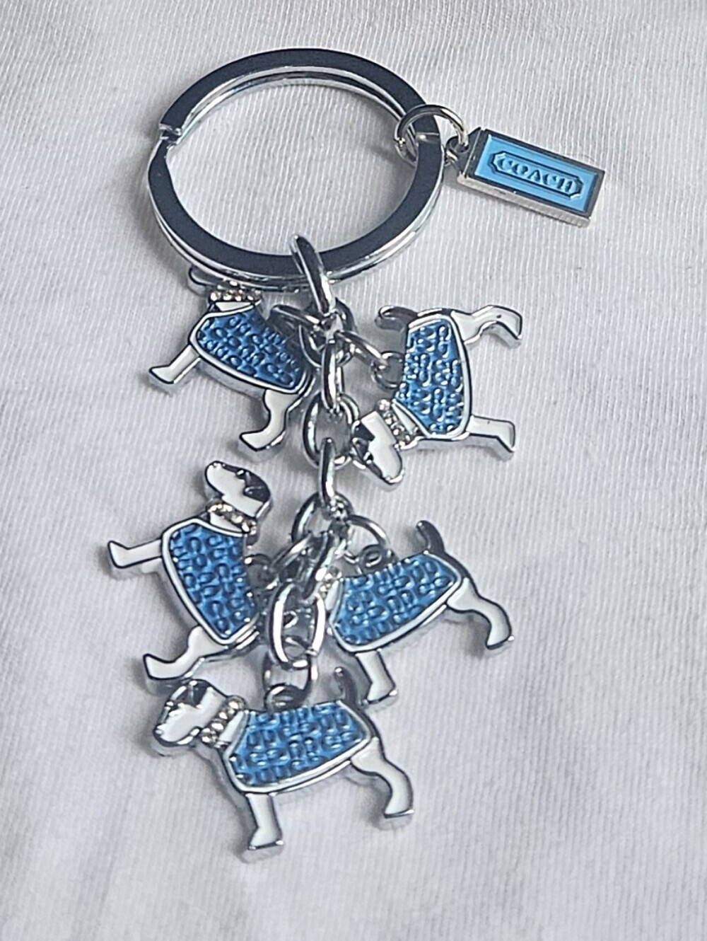 Coach Vintage Five Beagle Charm Silver Key Chain Ring Collectible Rare